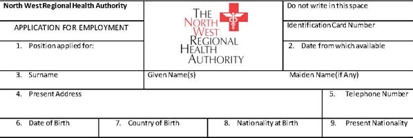 North-West-Regional-Health-Authority-Application-form